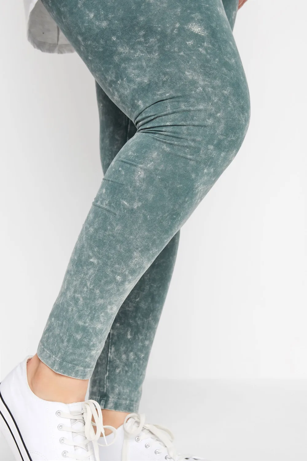 YOURS Curve Grey Acid Wash Stretch Cotton Leggings