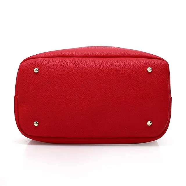 Women's Handbag Crossbody Bag Shoulder Bag PU Leather Office Daily Chain Solid Color Black Pink Red