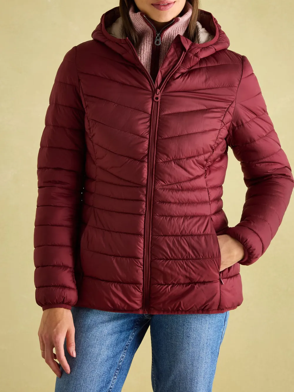 Dark Red Showerproof Padded Coat