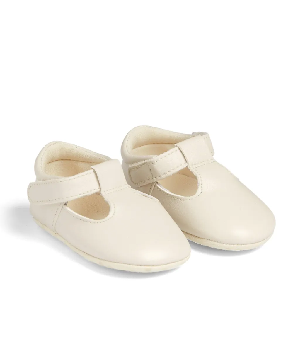 T-bar Pram Shoes - White