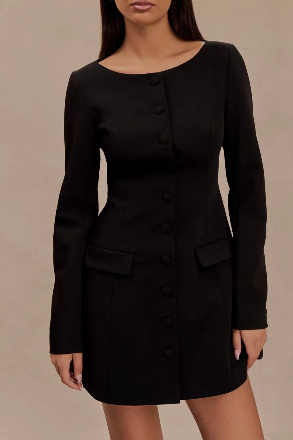 Daily Boat Neck Suiting Mini Dress