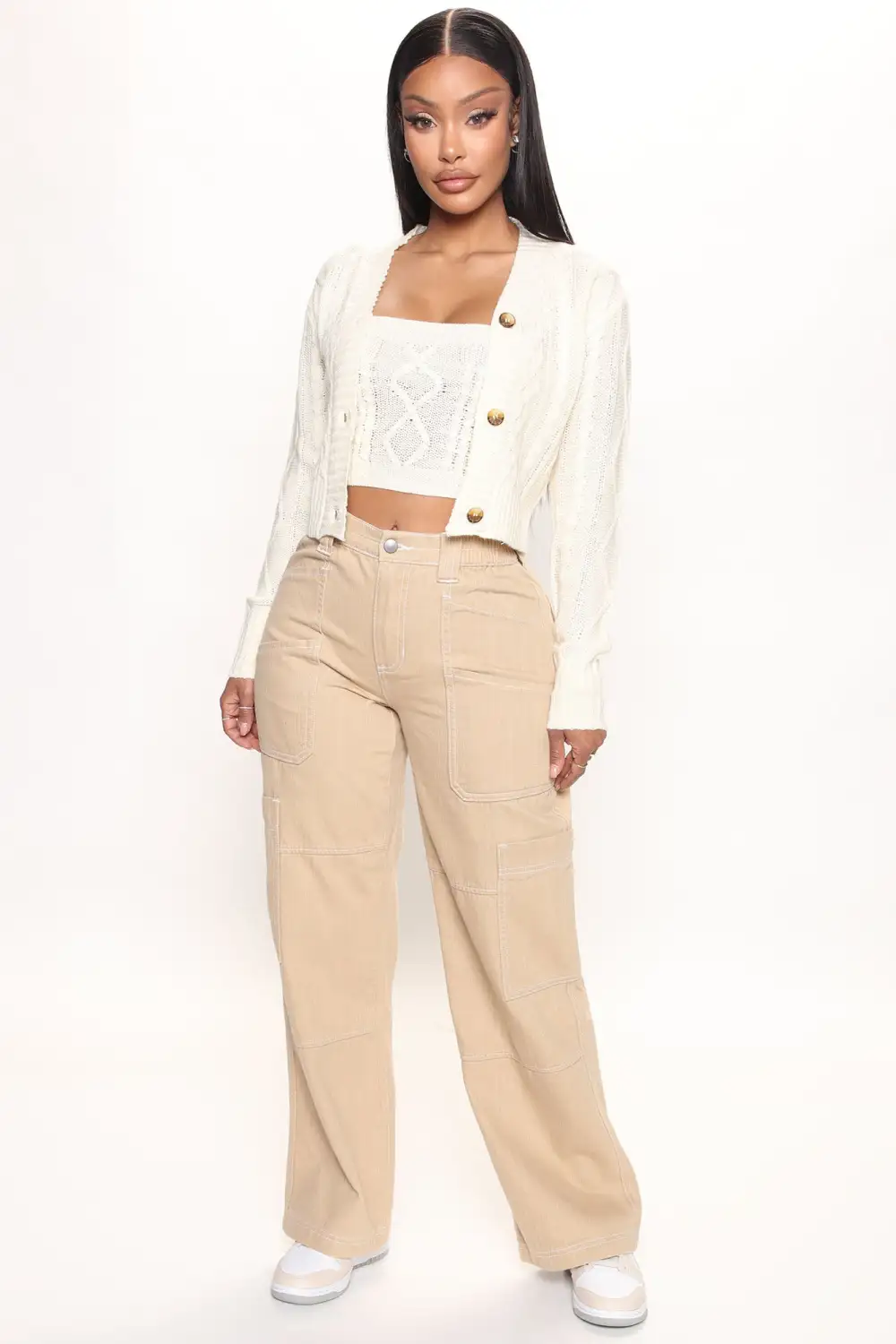 Missed You Cable Knit Sweater Set - Ivory