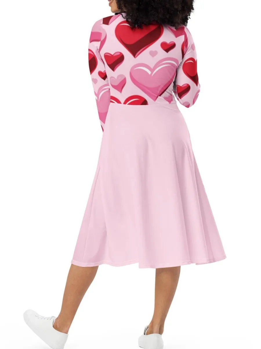 Romantic Heart Print Dress