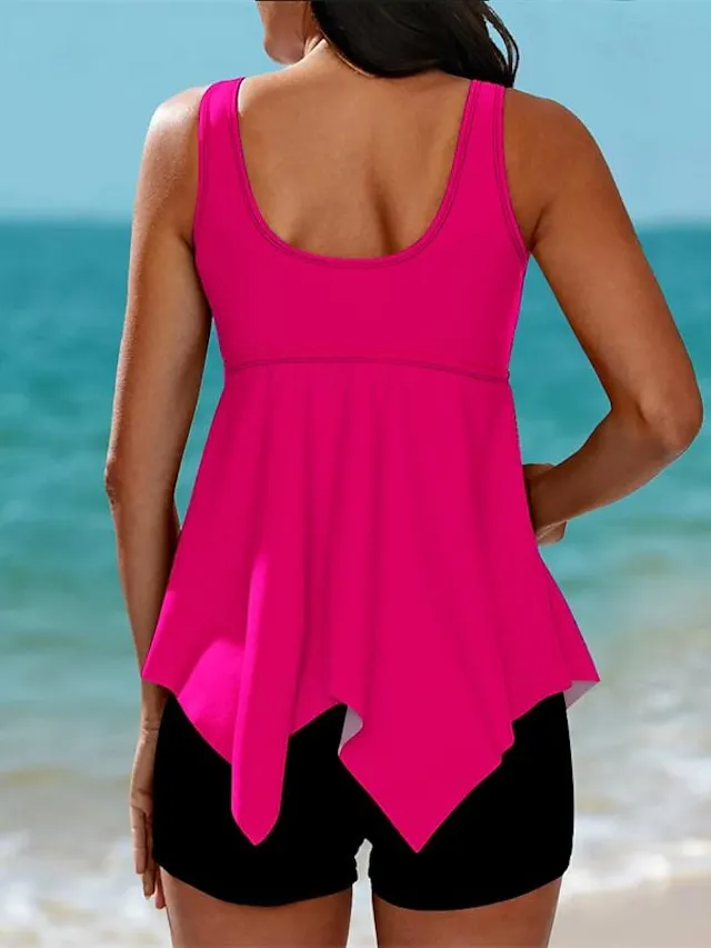 Women's Swimwear Tankini Normal Swimsuit 2 Piece Plain Sports Beach Wear Bathing Suits