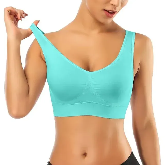 Underwear Women's Plus Size Deep U Comfortable Beauty Back Yoga Vest with Pads No Steel Ring Gathered Shock-proof Sports Bra