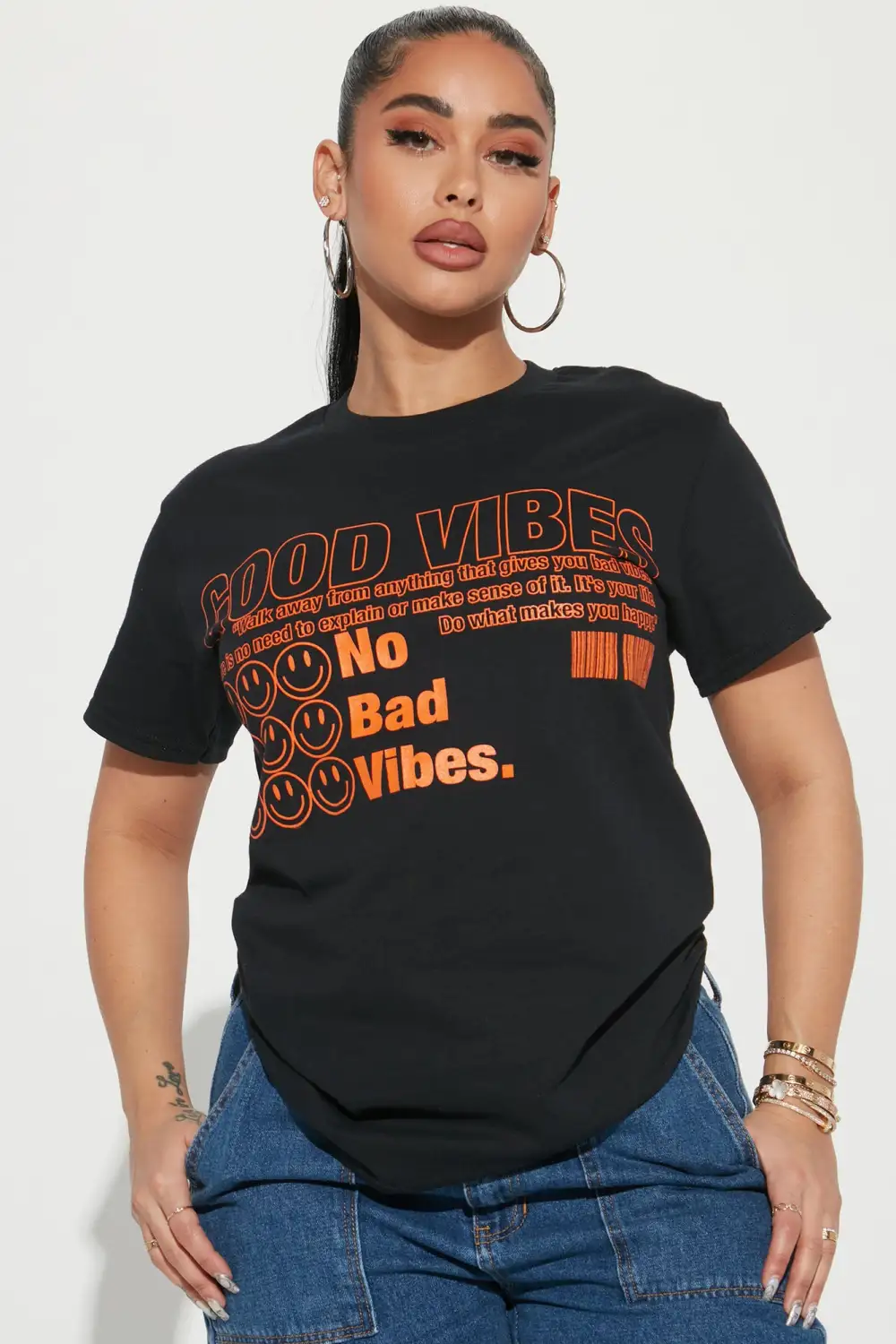 No Bad Vibes Smiley T-Shirt - Black
