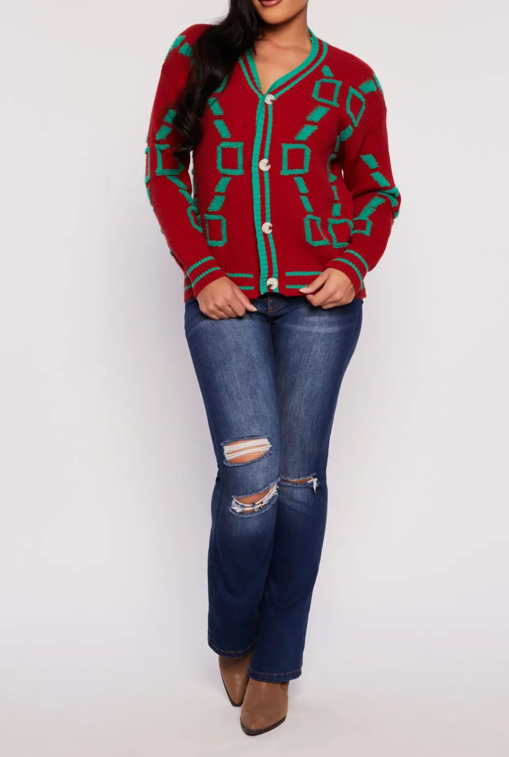 V-Neck Drawstring Cardigan