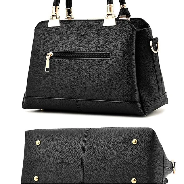 Women's Handbag Crossbody Bag Satchel Top Handle Bag PU Leather Daily Zipper Chain Solid Color Wine Black Pink