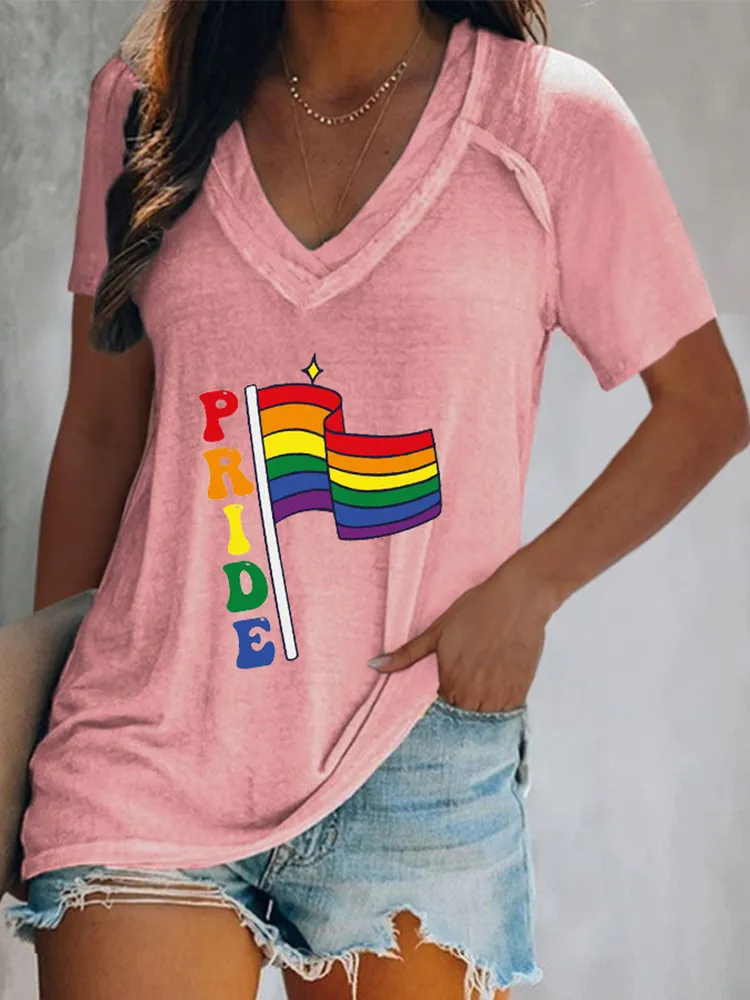 Women'S  Pride V-Neck Short-Sleeved T-Shirt