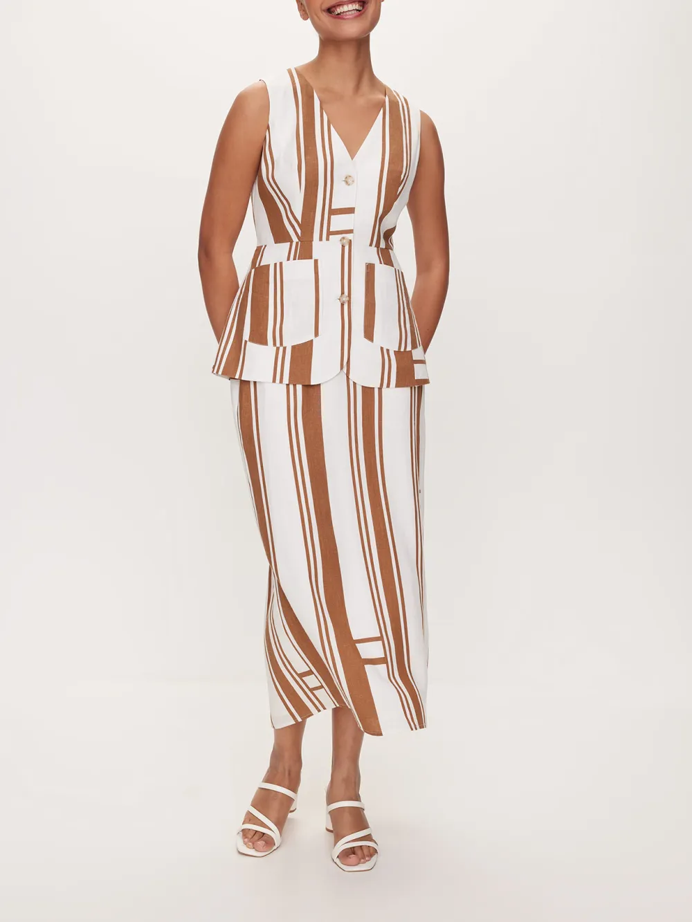 Linen Blend Long Vest