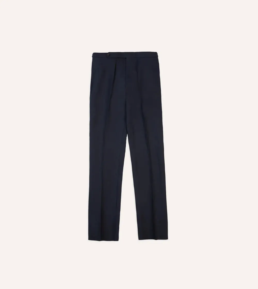 Daily Navy Irish Linen Single Pleat Trouser Casual Style