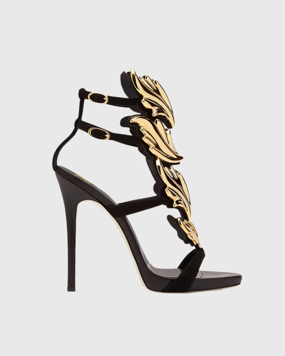 Mirrored Wing Sandals in Black
