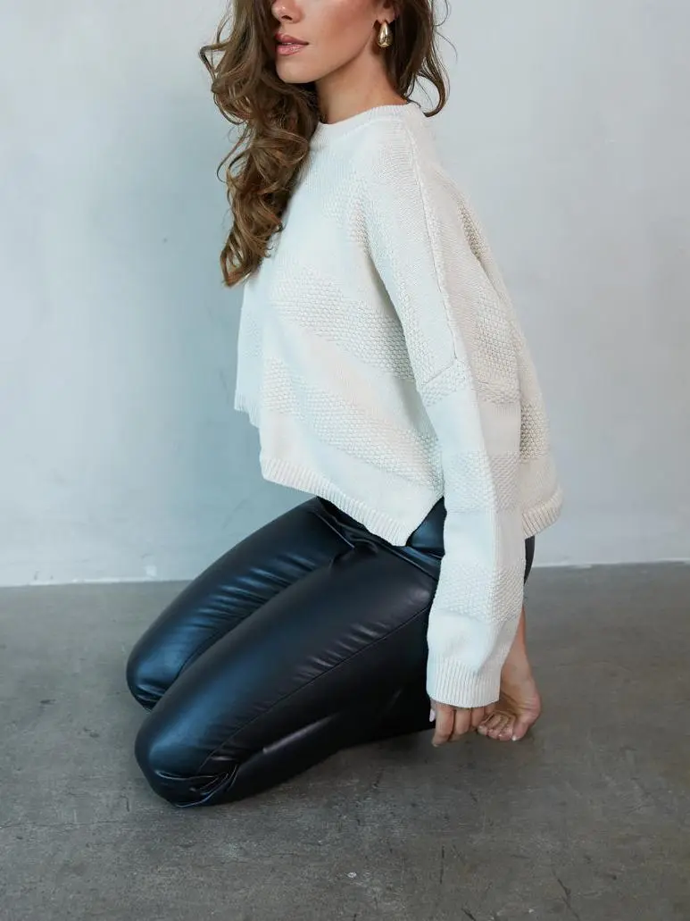 Striped Knit Cropped Sweater