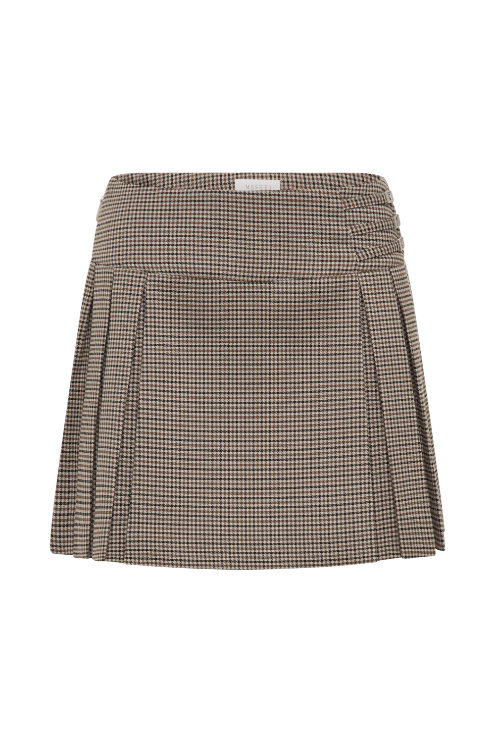 Pleated Buckle Mini Skirt