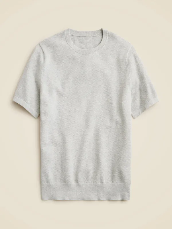 Light Gray Short Sleeve Knit Sweater