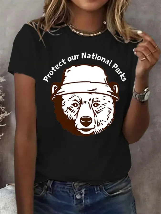 T-Shirt Women Protect Our National Parks Print Crewneck T-Shirt Art Print