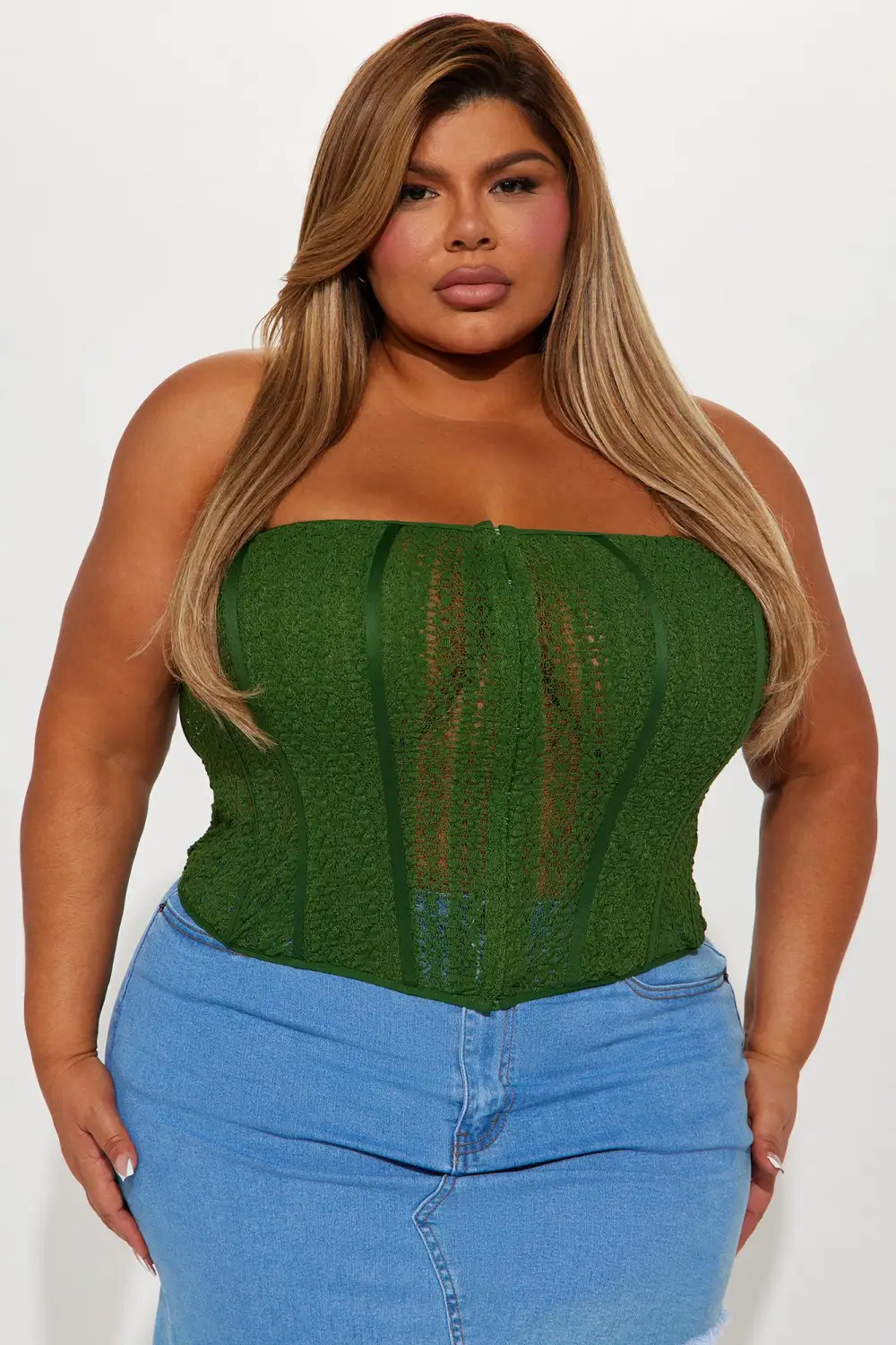 Hello Darlin' Lace Corset Top - Olive