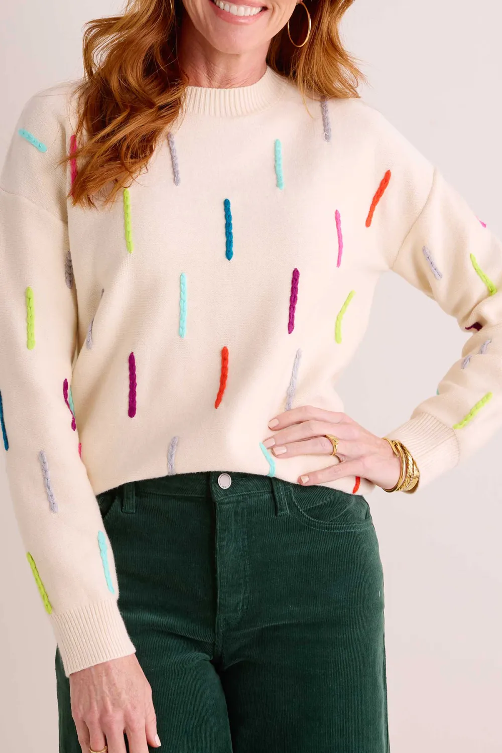 Multicolor Braided Details Sweater