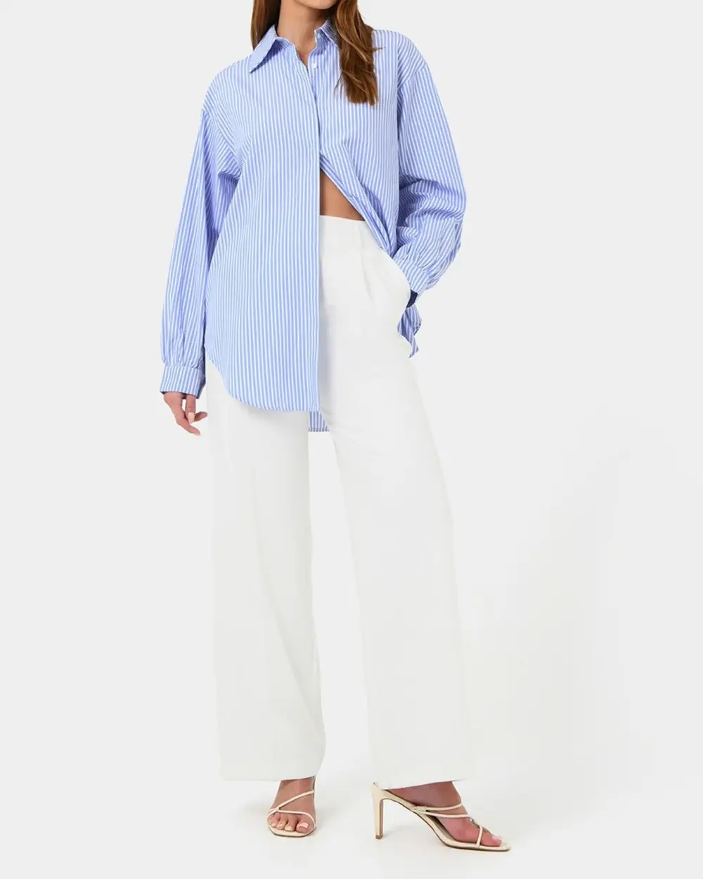 Stripe Shirt -Blue & Ivory Striped Pattern