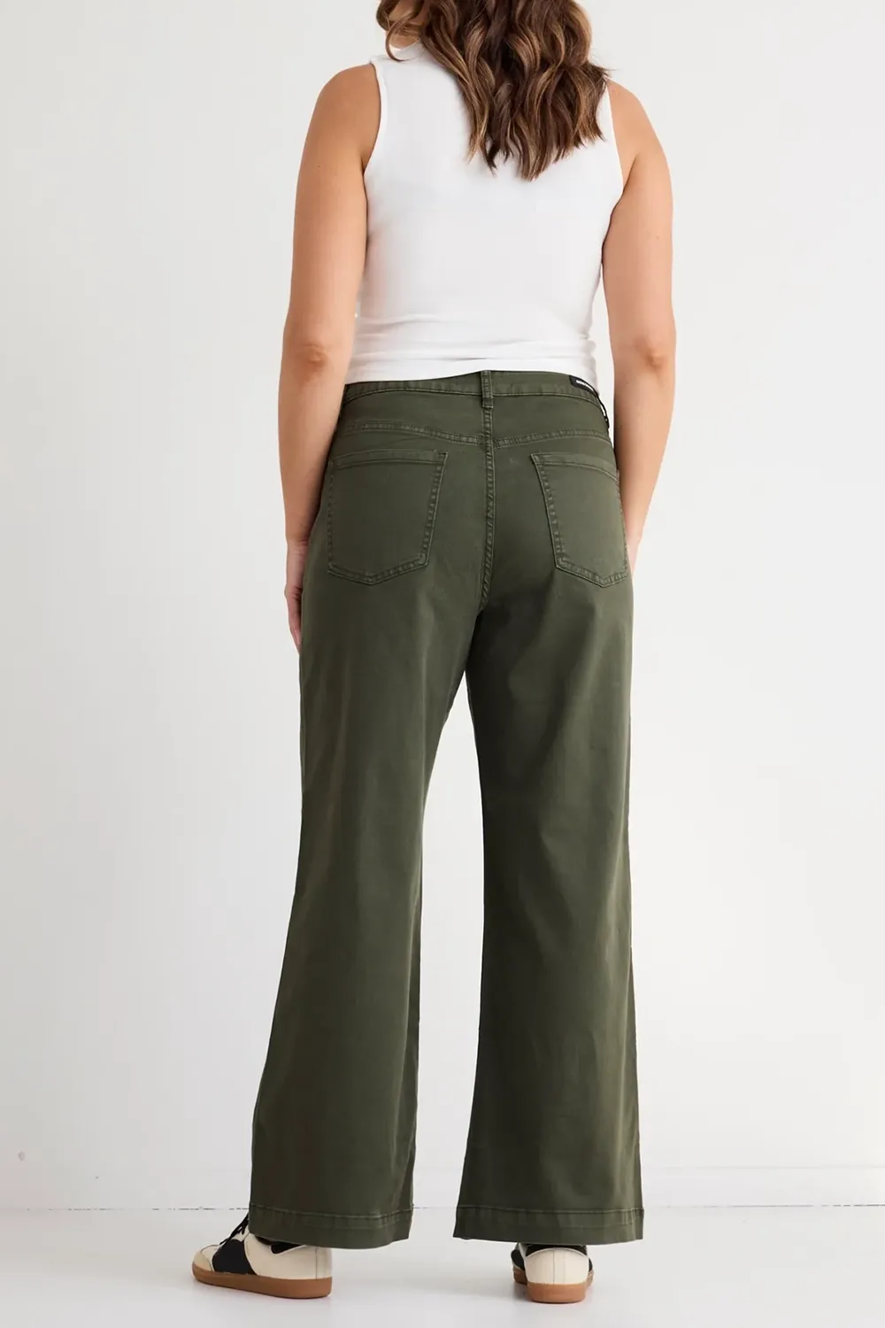 Army Green High Rise Wide Leg Pocket Jean