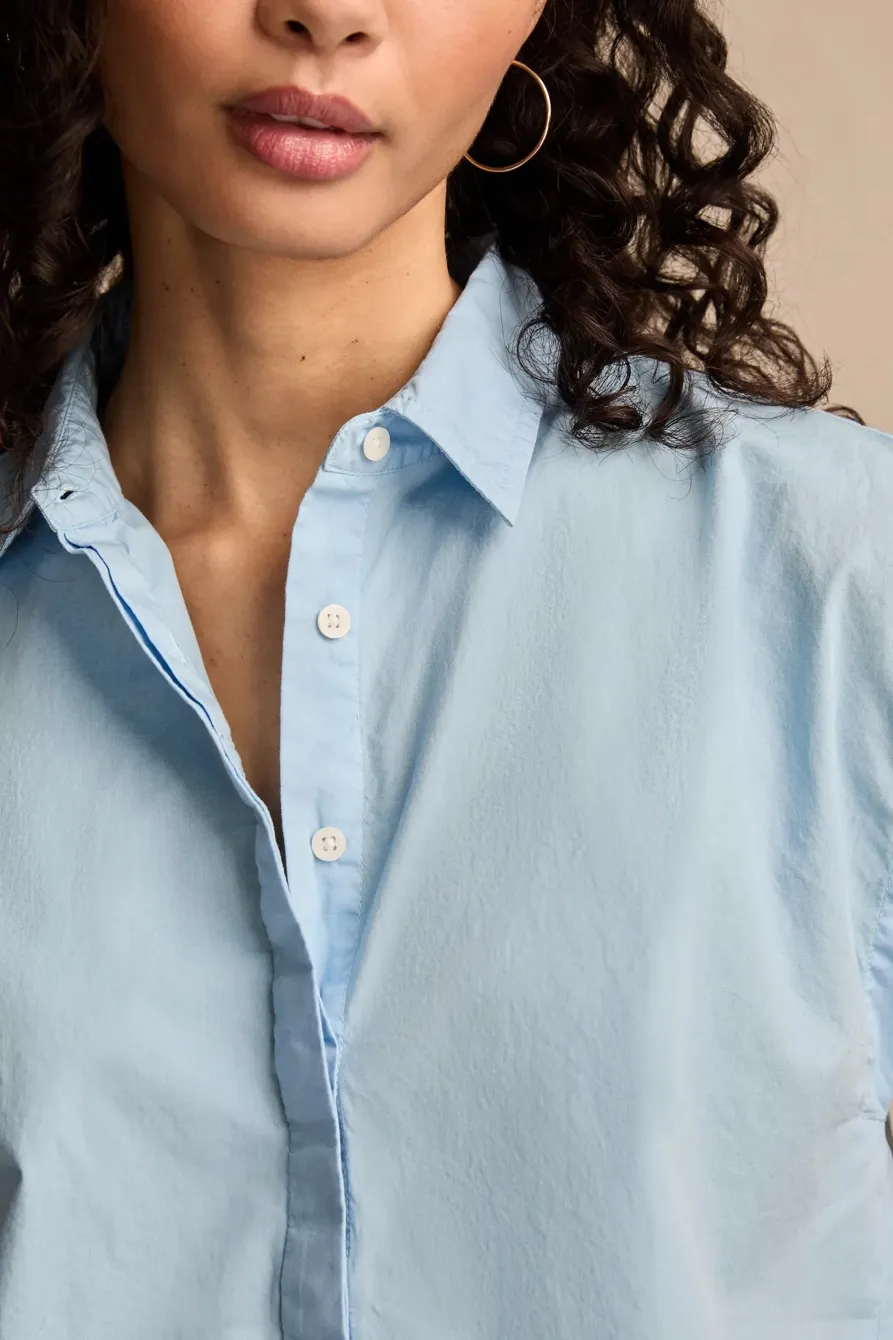 Placid Blue Sleeveless Tunic Buttondown