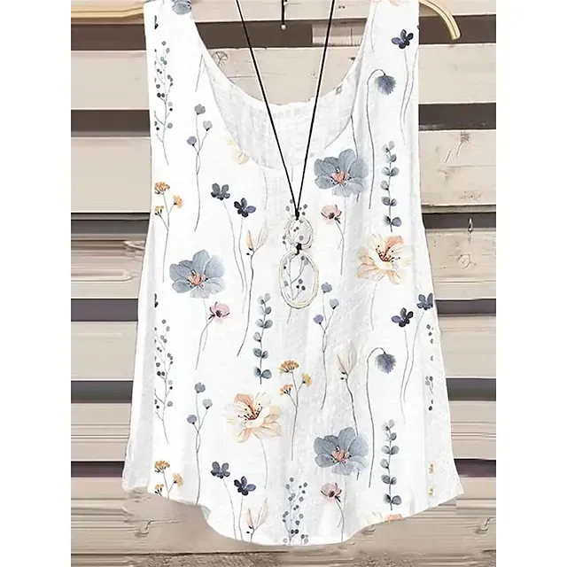 Loose Print Vest With Loose Casual Shorts Set