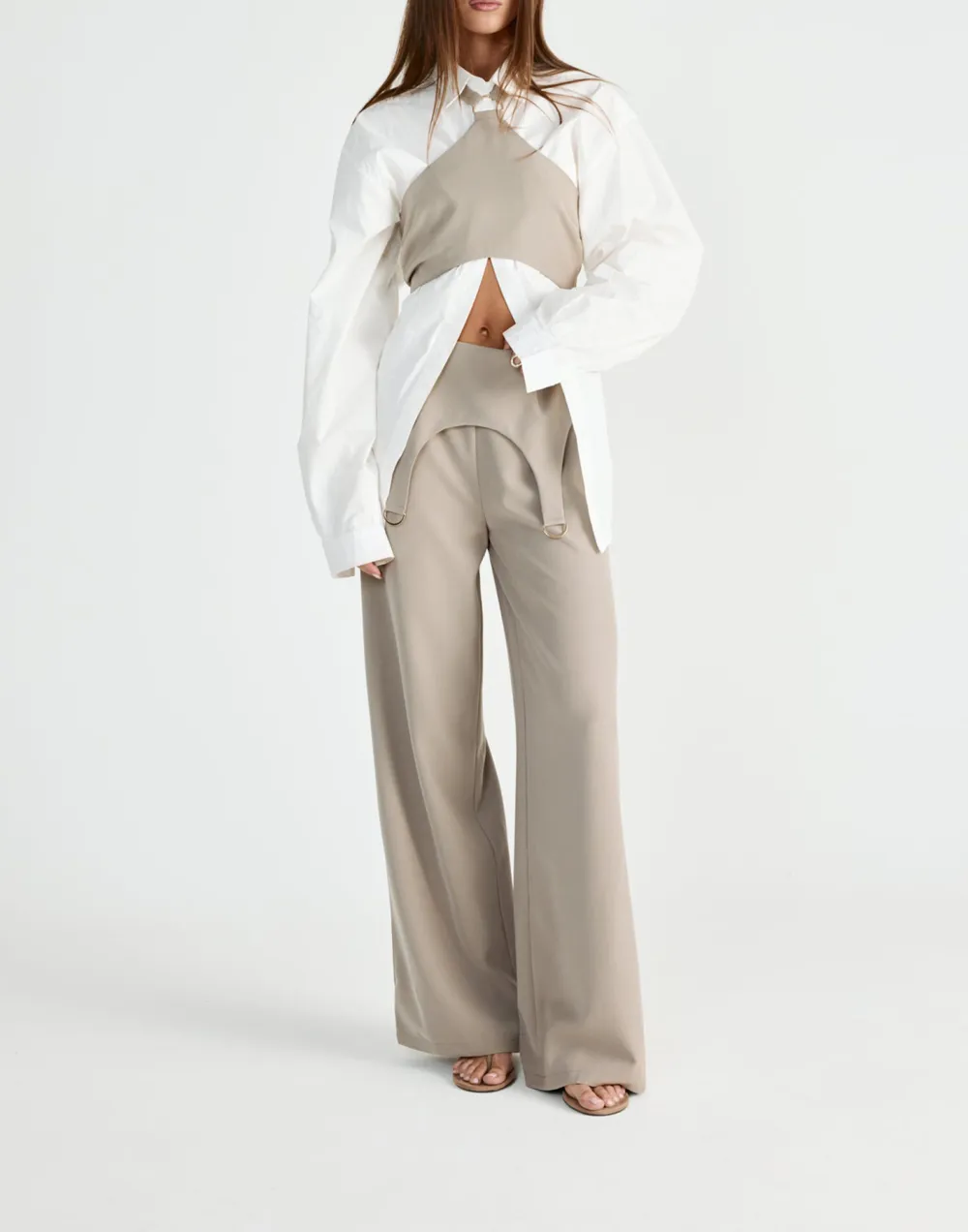 Designer High-Waist Wide-Leg Pants