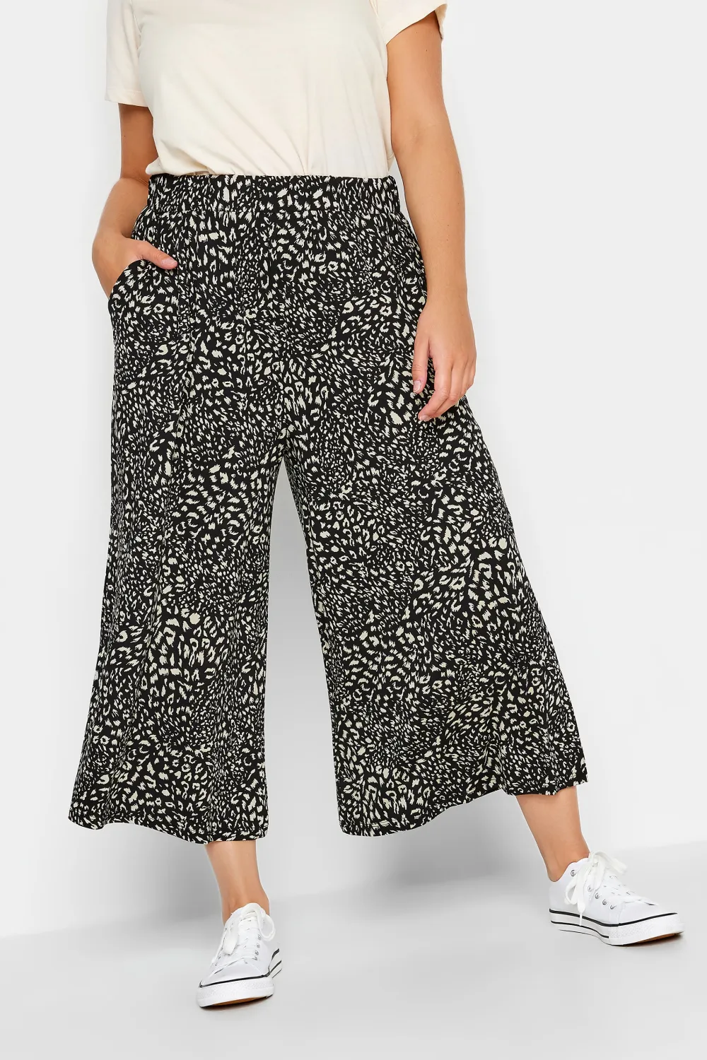 YOURS Curve Black Stretch Jersey Culottes