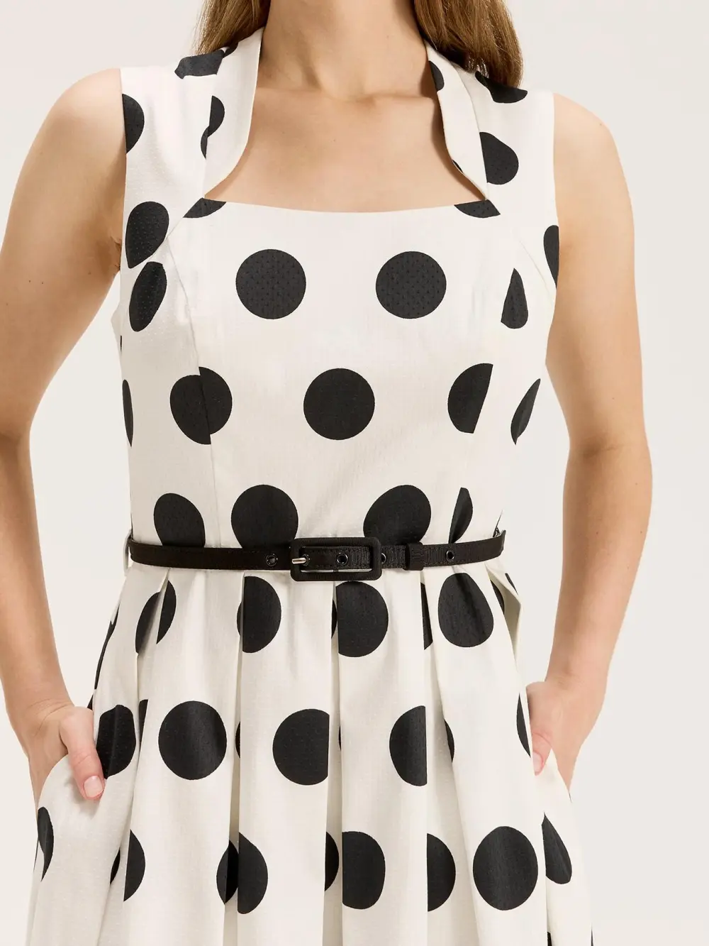 Ivory Black Spotty Midi Dress