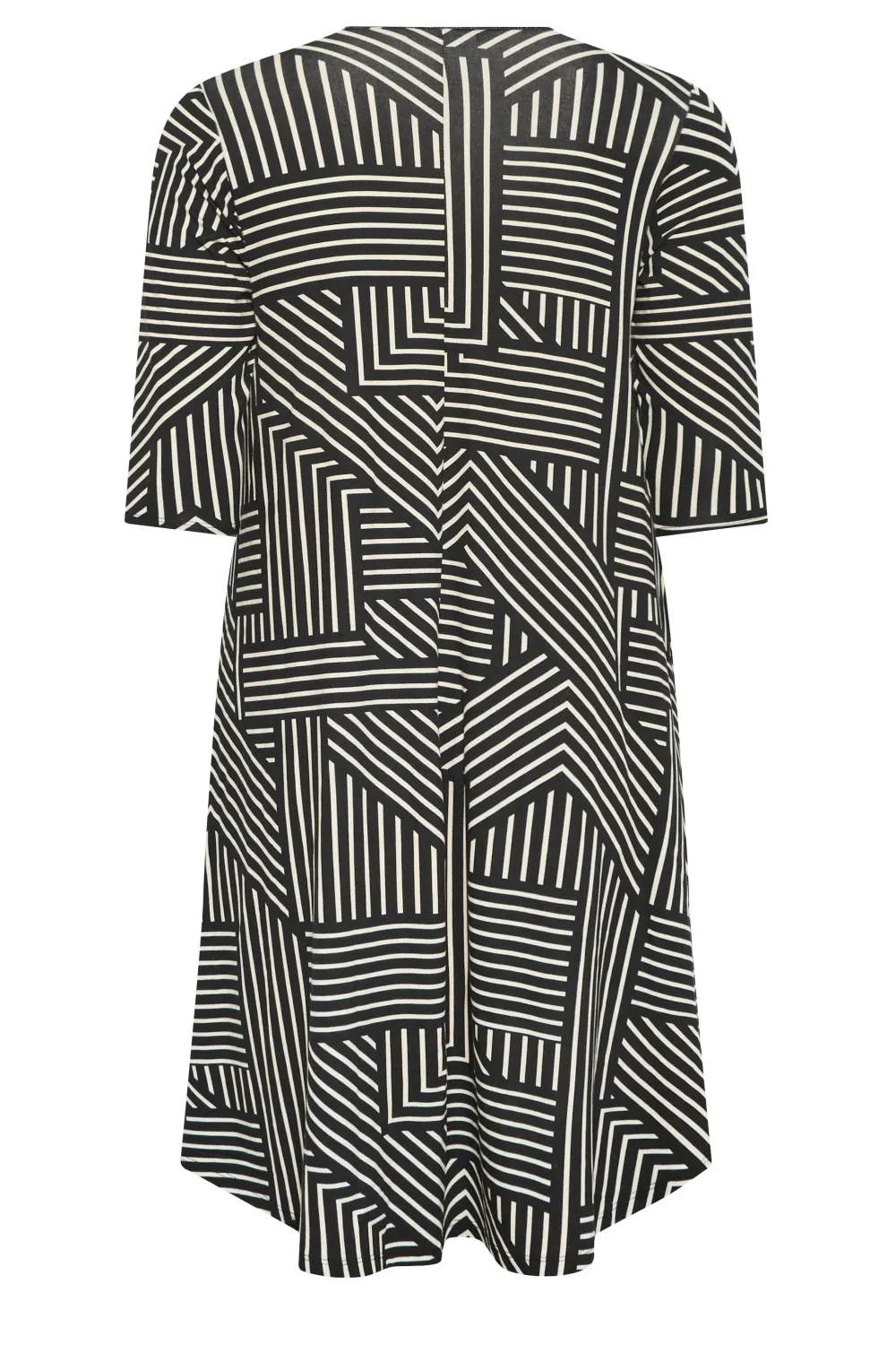 YOURS Curve Black Geometric Print Drape Pocket Mini Dress