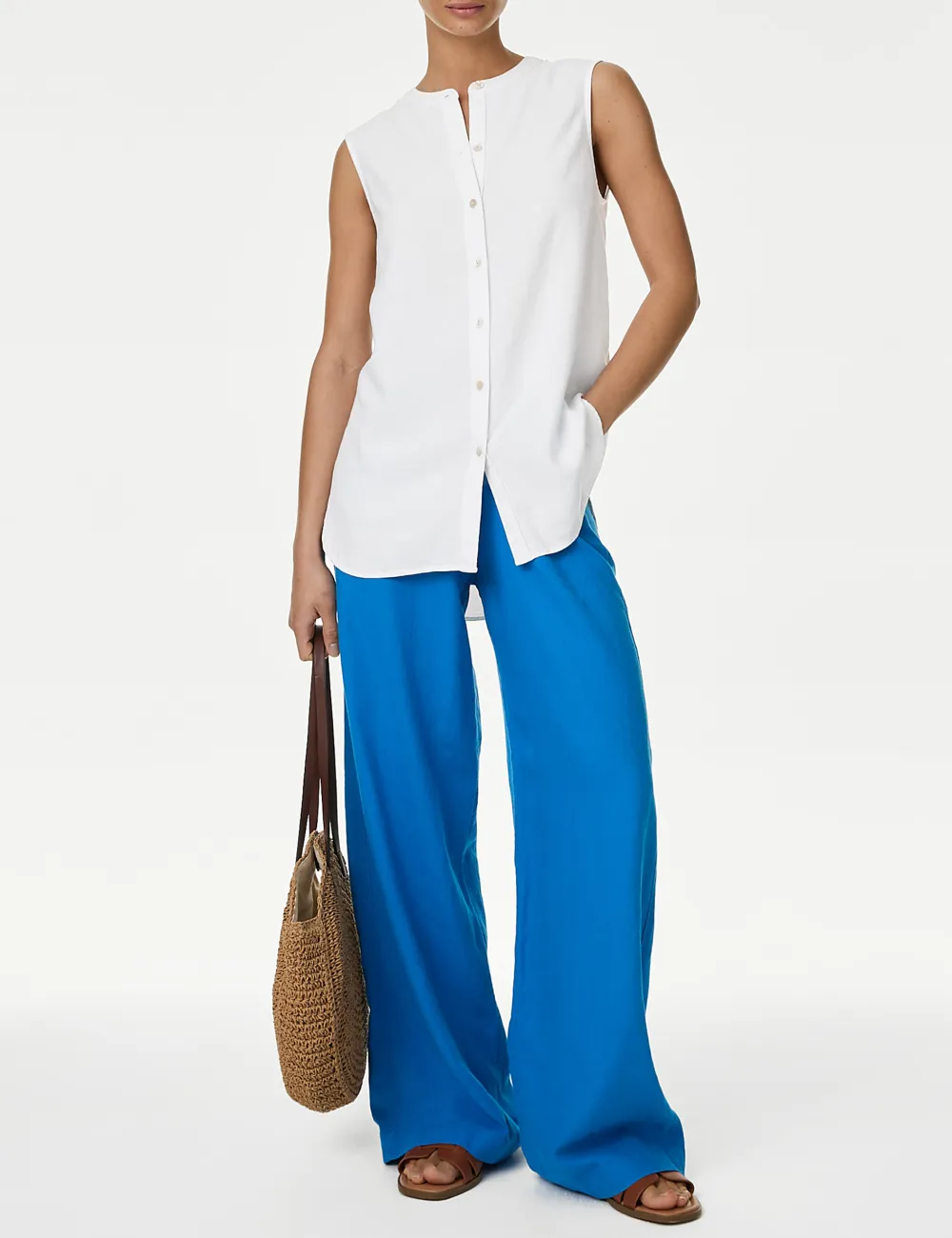 White Sleeveless Sleeveless Shirt