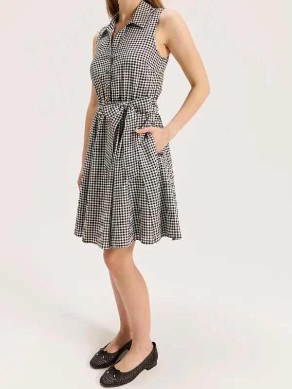 Plaid Sleeveless Mini Dress