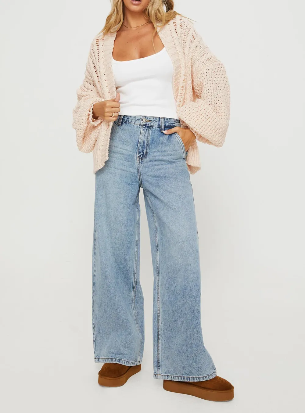 Cable Cardigan Oversized Cream