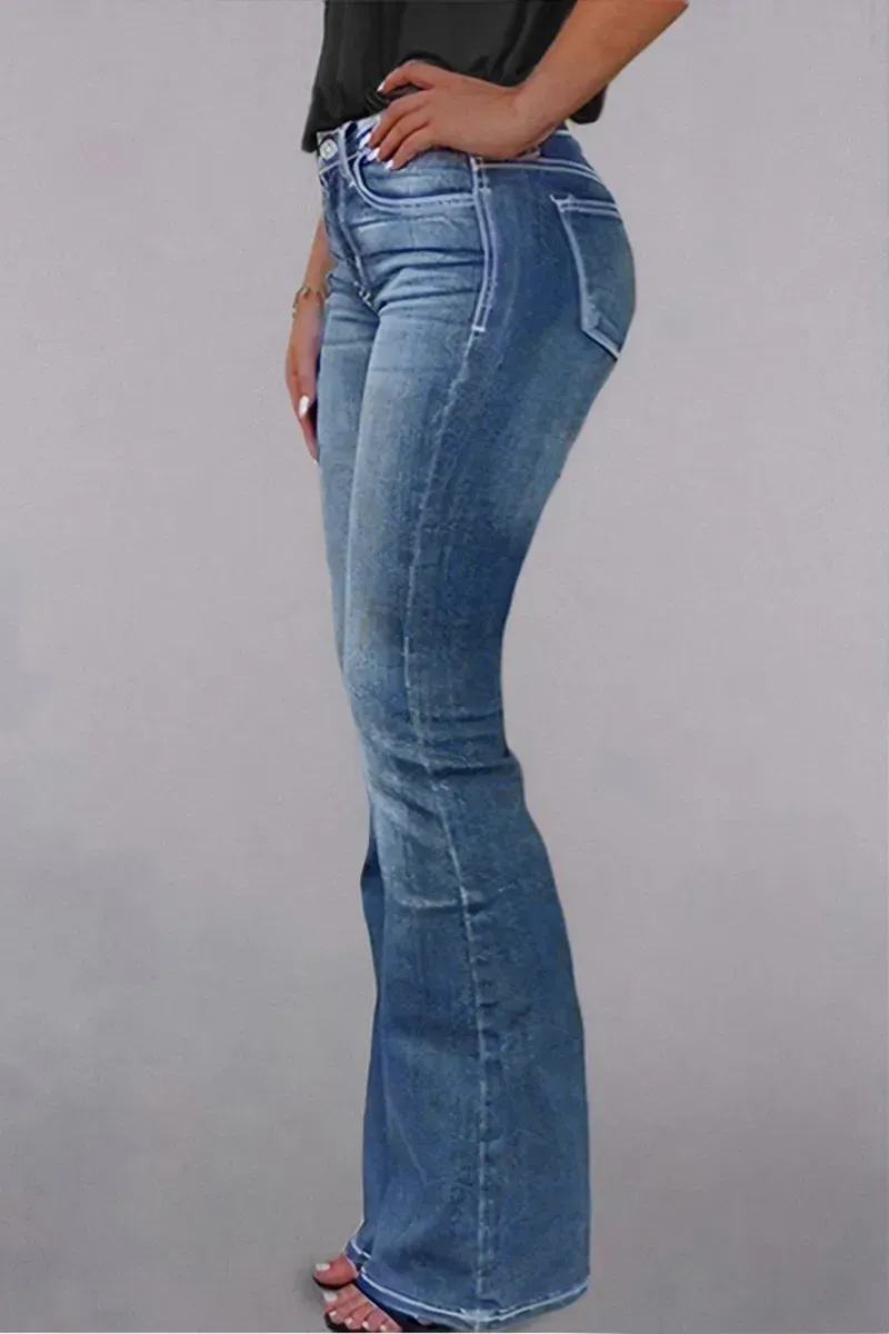 Zip Fly Mid Waist Bootcut Jeans