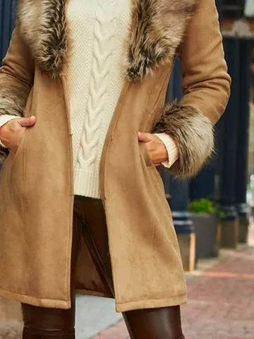Suede Shawl Collar Casual Teddy Jacket