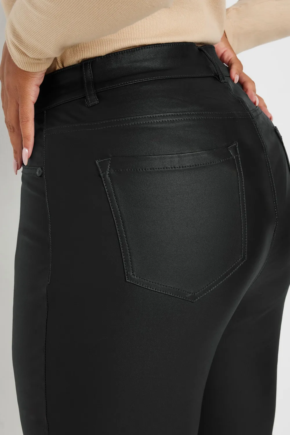 YOURS Curve Black Coated Skinny Stretch AVA Jeans