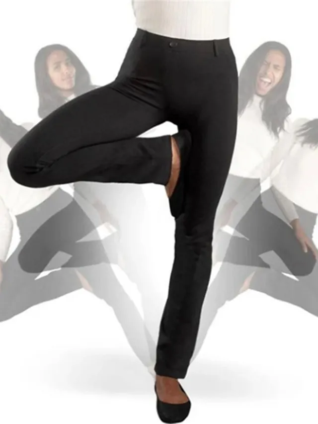 Women‘s Dress Work Pants Bootcut Pants Trousers Mid Waist Basic Daily Black 1# Black S M Summer