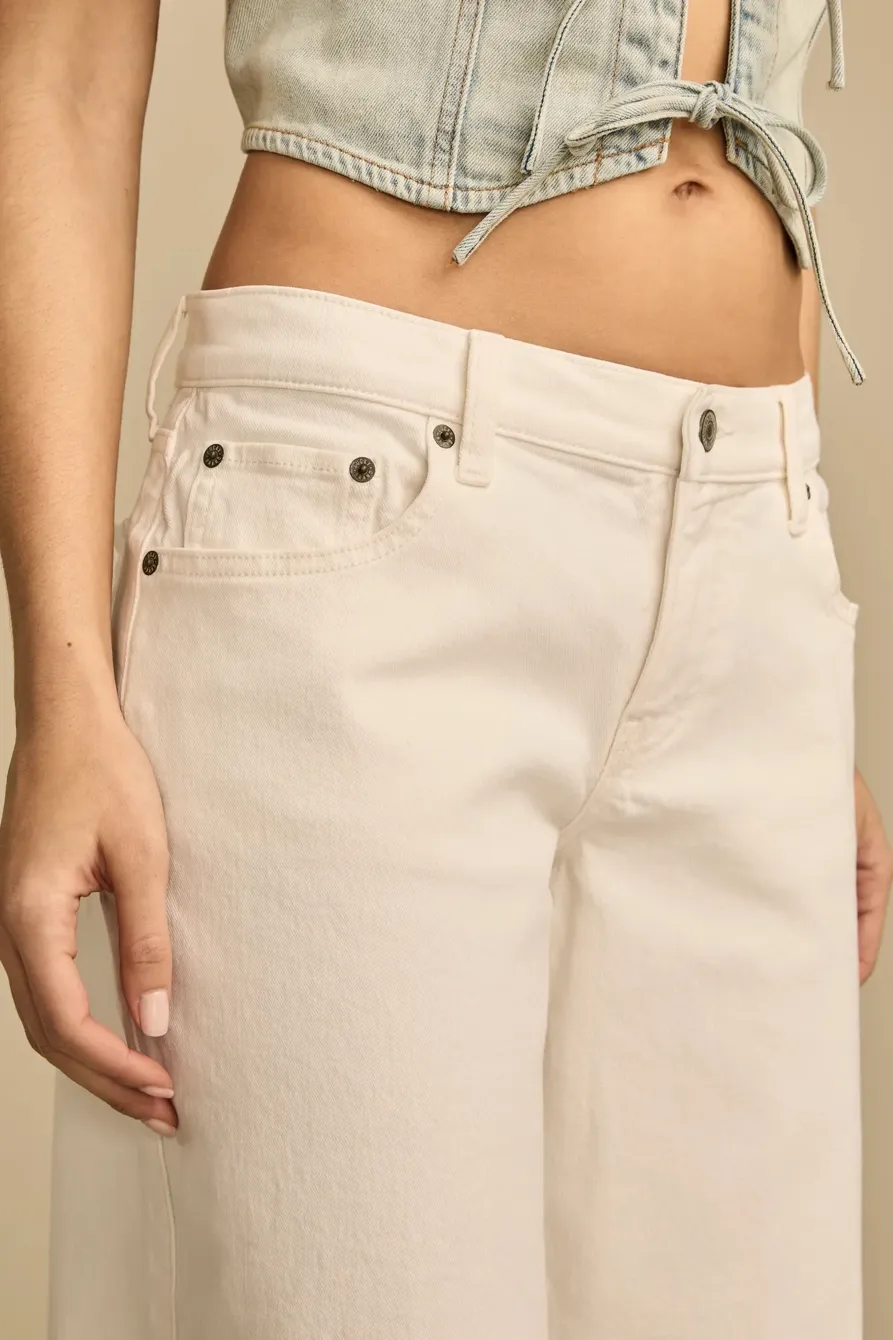 White Lies Wash Mid Rise Sweet Wide Leg