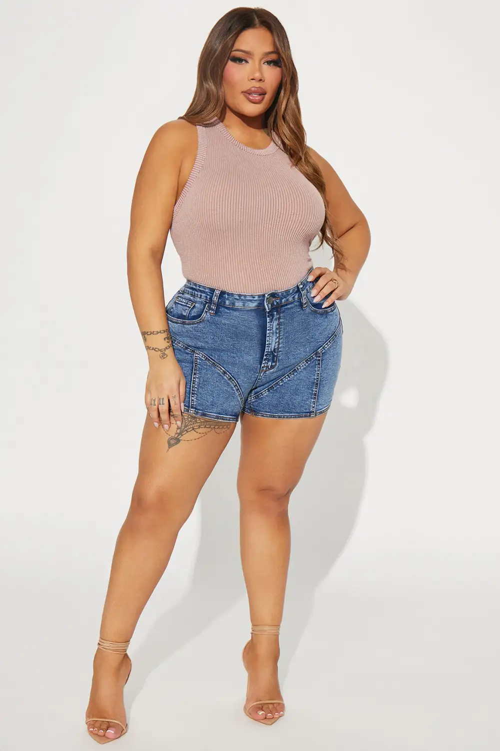 Not Amused Ribbed Bodysuit - Taupe