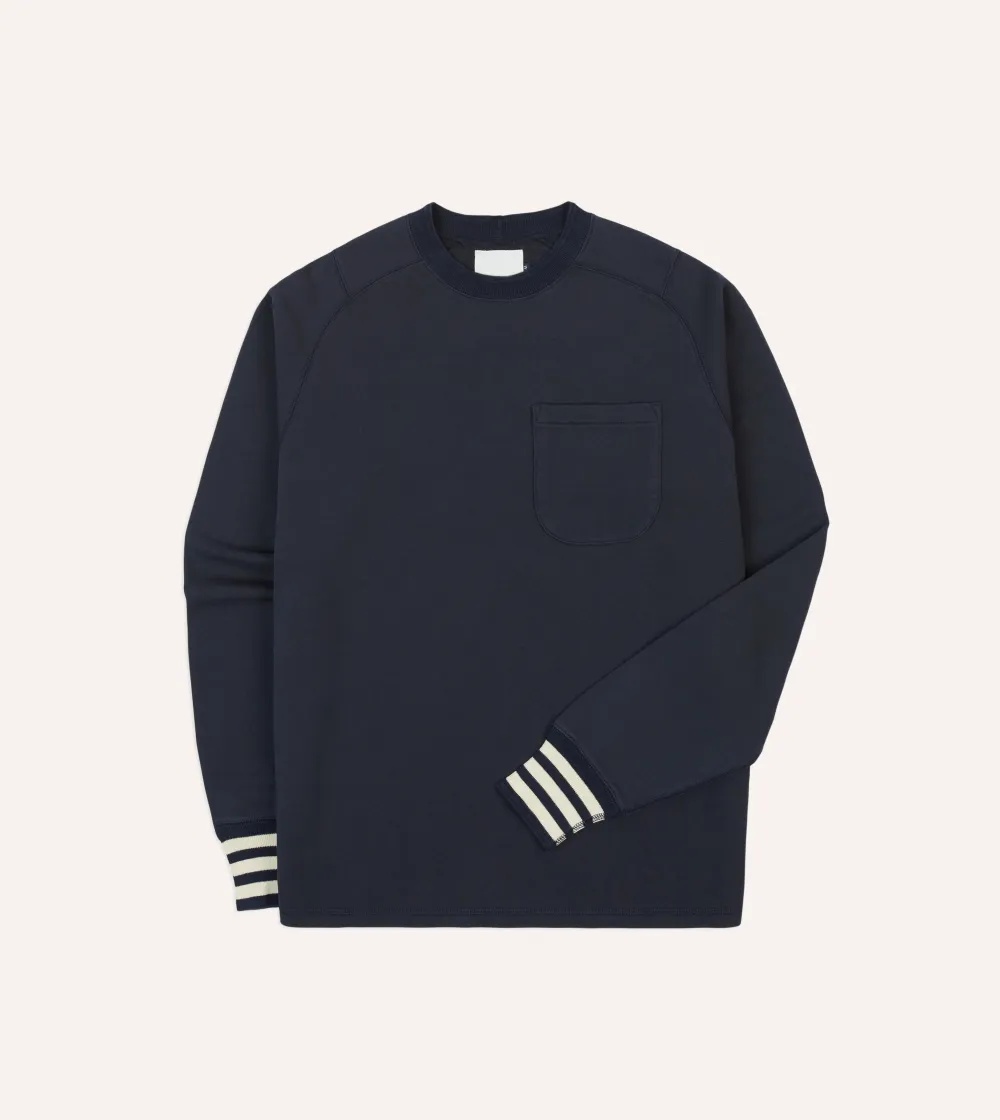 Navy Heavy Cotton Crew Neck Hiking T-Shirt Plain