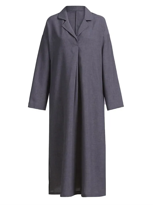 Women's Cotton Linen Dress Swing Dress Black Dress Maxi long Dress Cotton Blend Casual Comfort Home Daily Vacation Shirt Collar Pocket Long Sleeve Summer Spring Fall Loose Fit Black Pink Green Pure