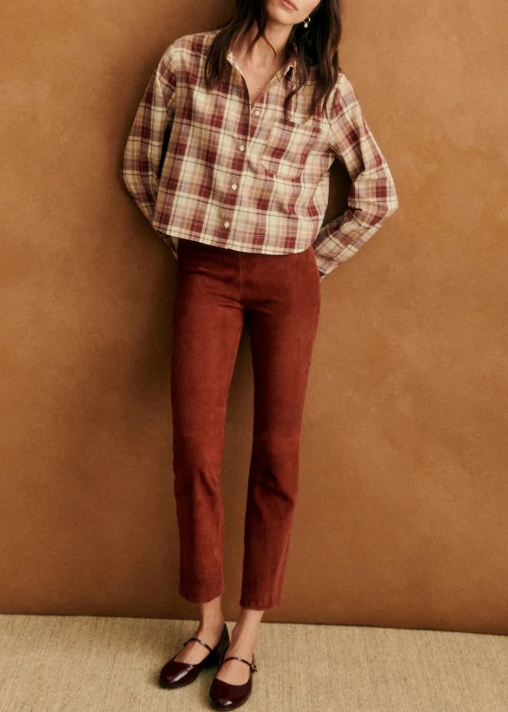 High Waisted Flared Cropped Trousers