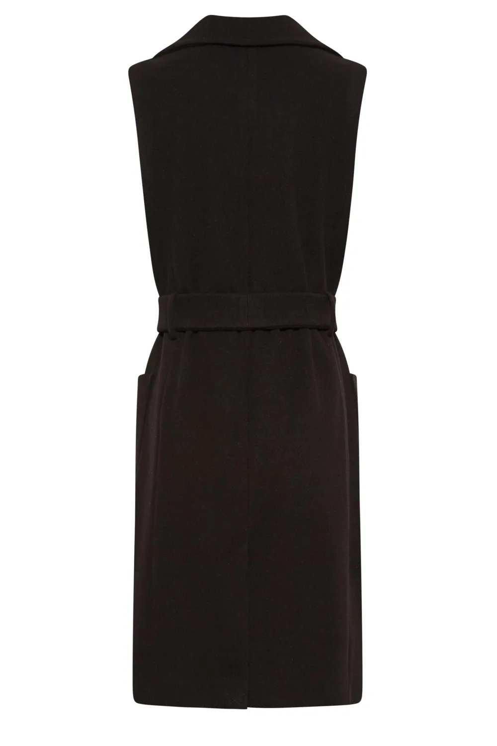 LTS Tall Natural Brown Sleeveless Double Breasted Jacket