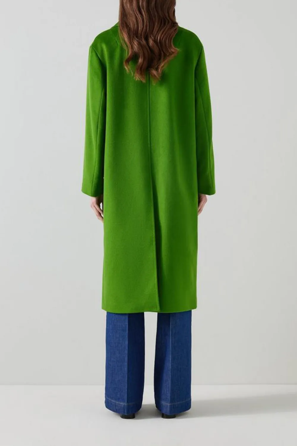 Green Double Breasted Long Wool Coat
