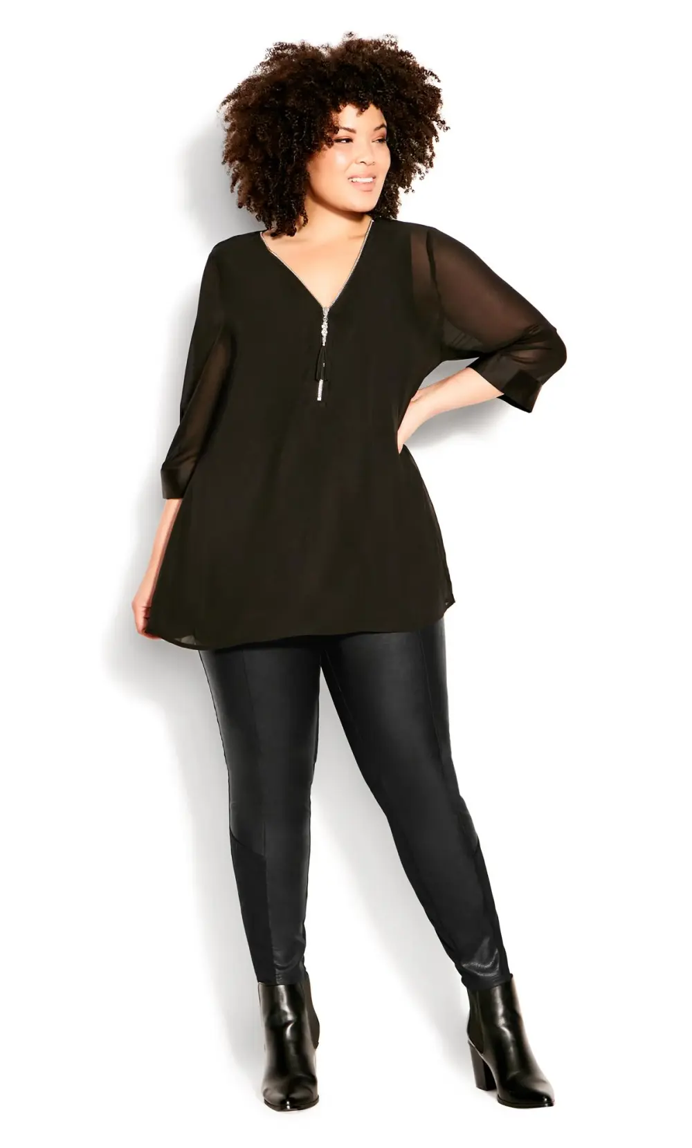 Evans Black Amy Leather Look Ponte Pant