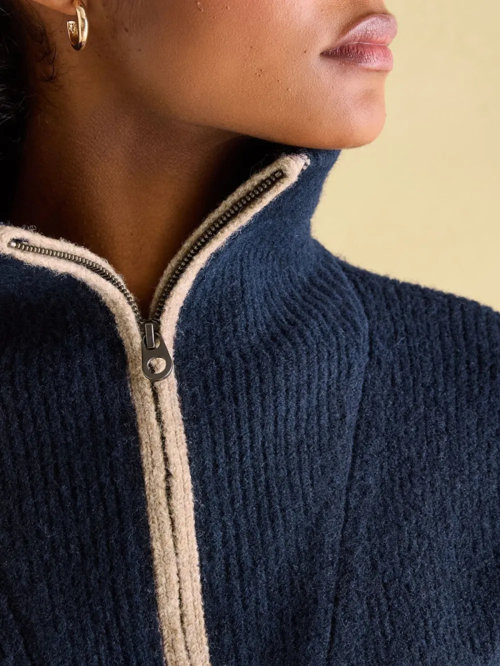 Pink Knitted Quarter Zip Jumper