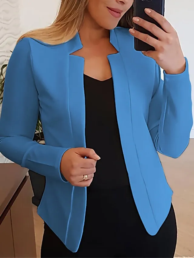 Women's Blazer Formal Slim Fit Plain Windproof Streetwear Regular Fit Outerwear Long Sleeve Fall Light Pink S