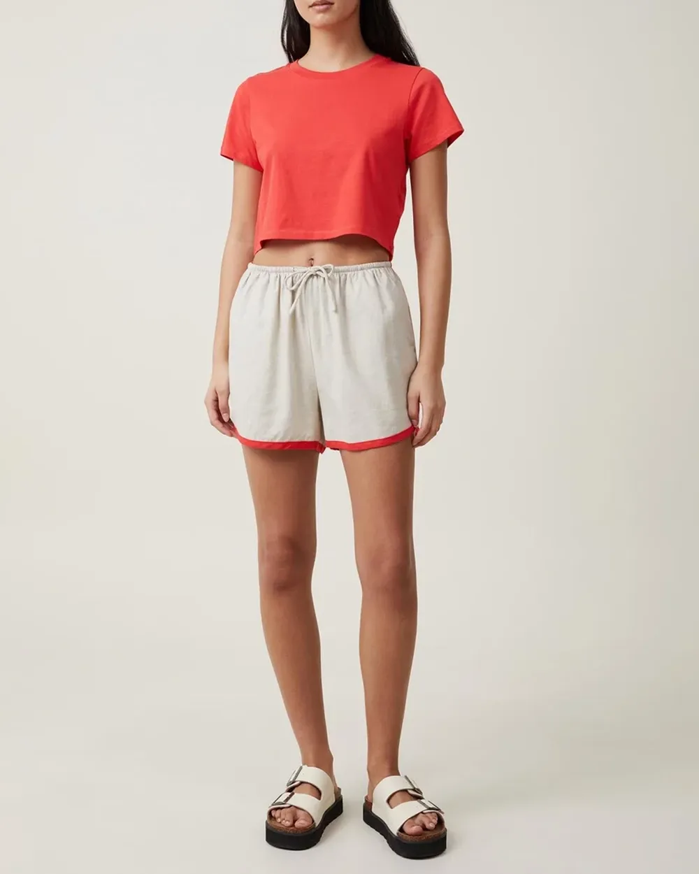 cotton and linen drawstring shorts