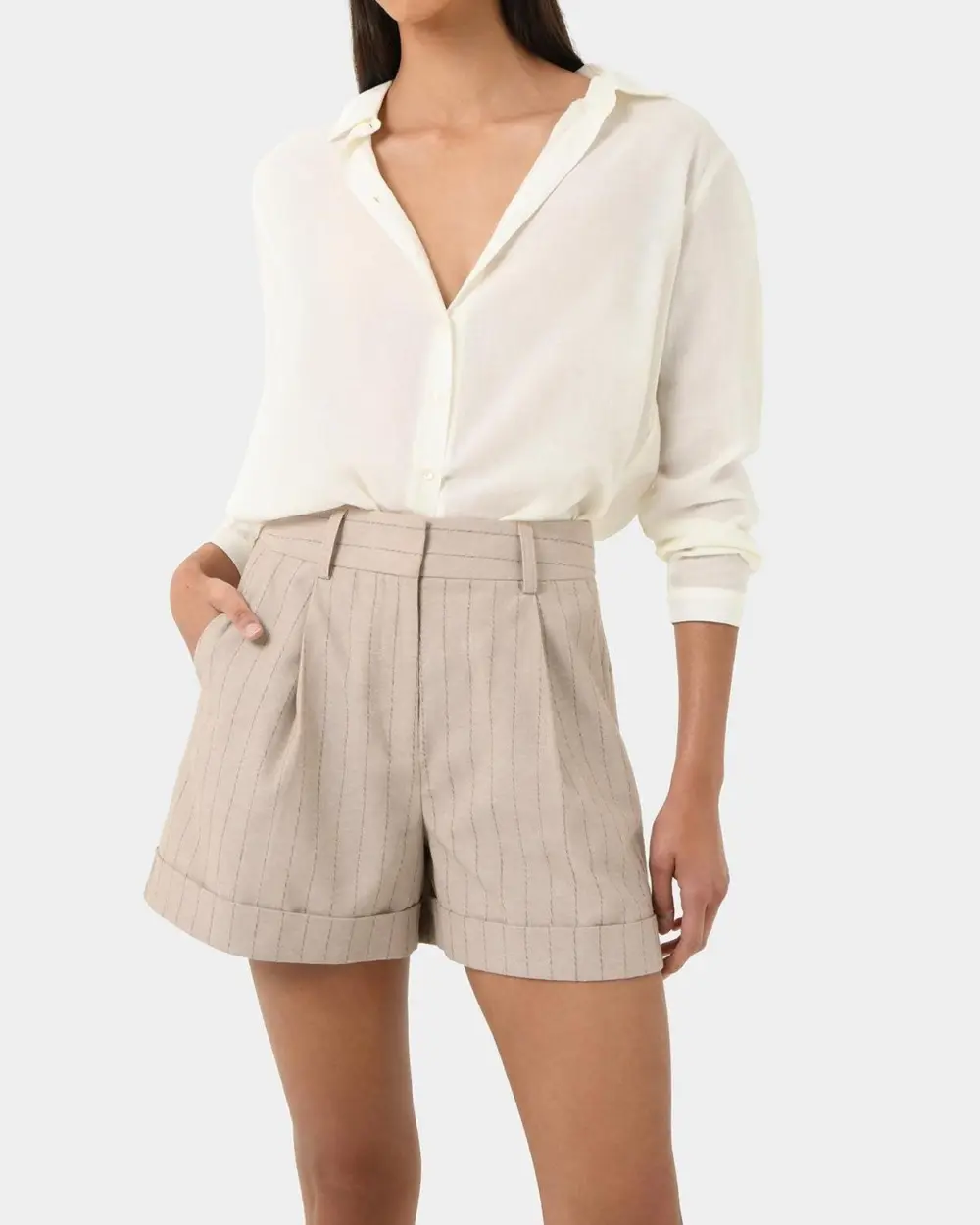 Striped Pattern Design Cotton Shorts