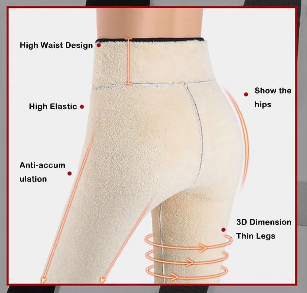 Winter Sherpa Fleece Lined Leggings for Women,High Waist Stretchy Thick Cashmere Leggings Plush Warm Thermal Pants